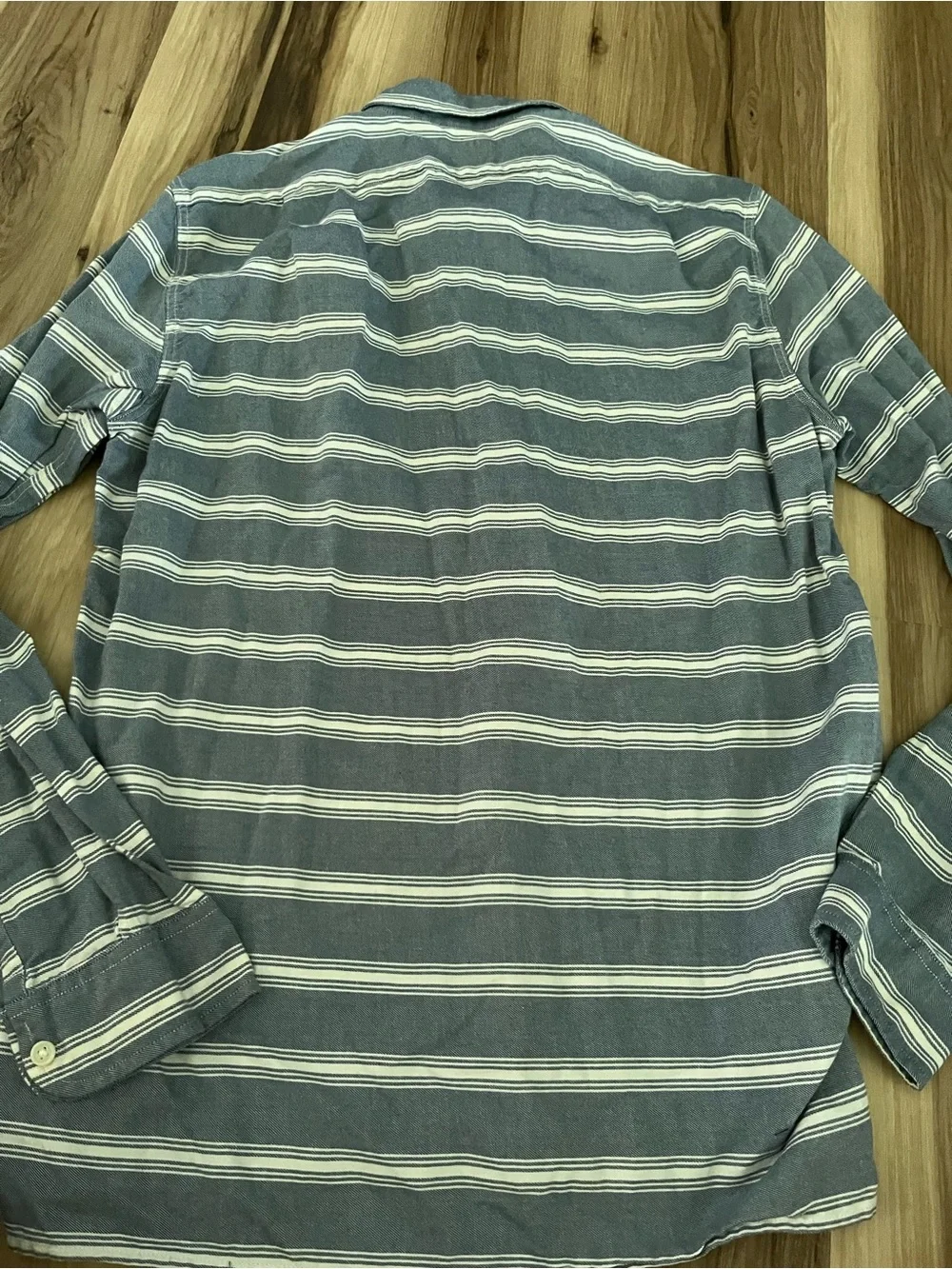 J.Crew Mens Vintage Cotton Workshirt Size Med Blue Striped Pullover 1/4 Button